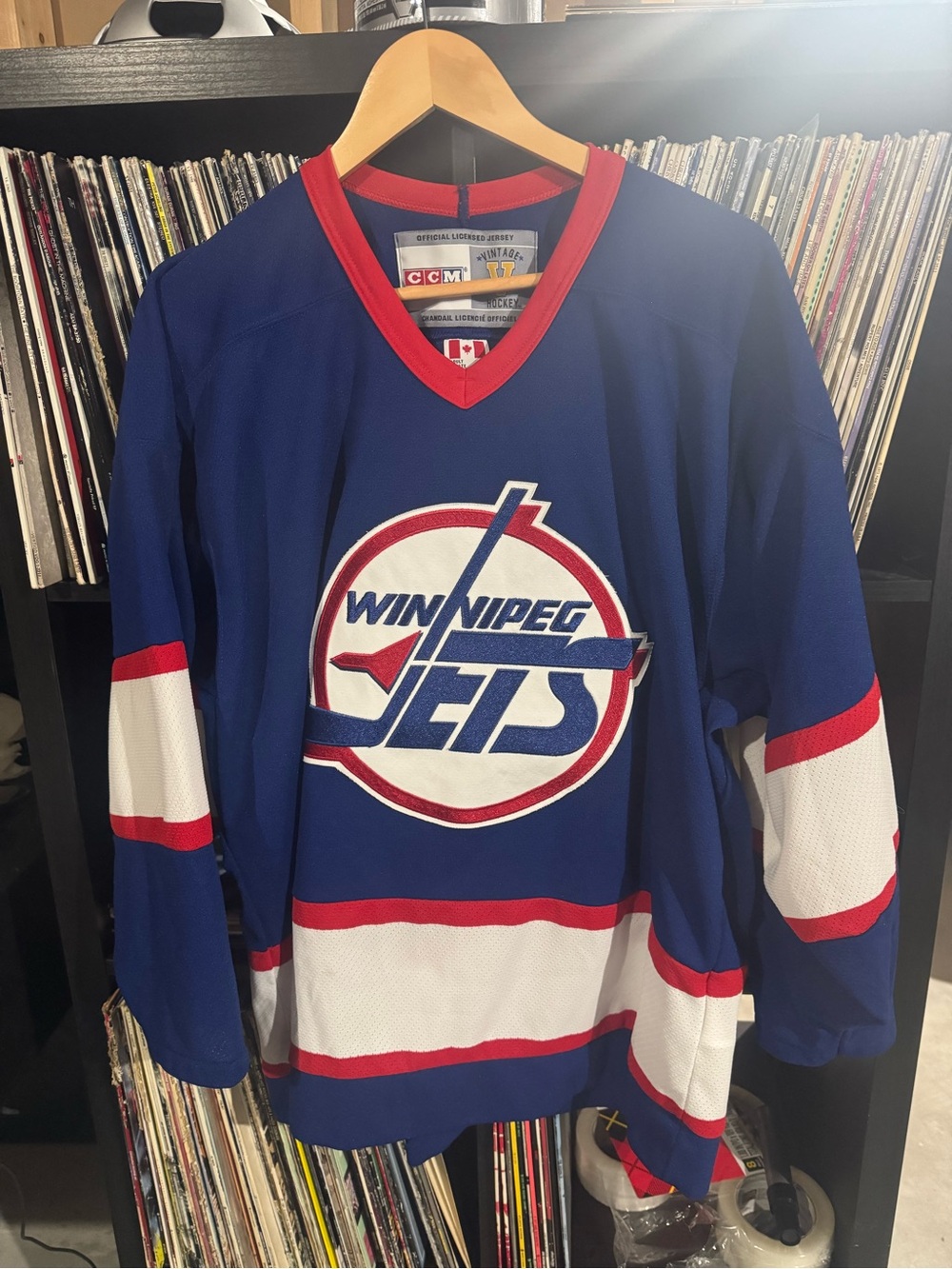 Vintage CCM Winnipeg Jets  Hockey Jersey with Red & White Trim
